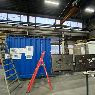 Mobiele uitkijkcontainer in productie